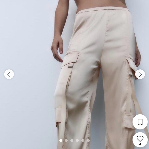 Zara Pants - Zara Blush Satin Feel Cargo Jogger Minimalist Pants | Medium | Street Wear